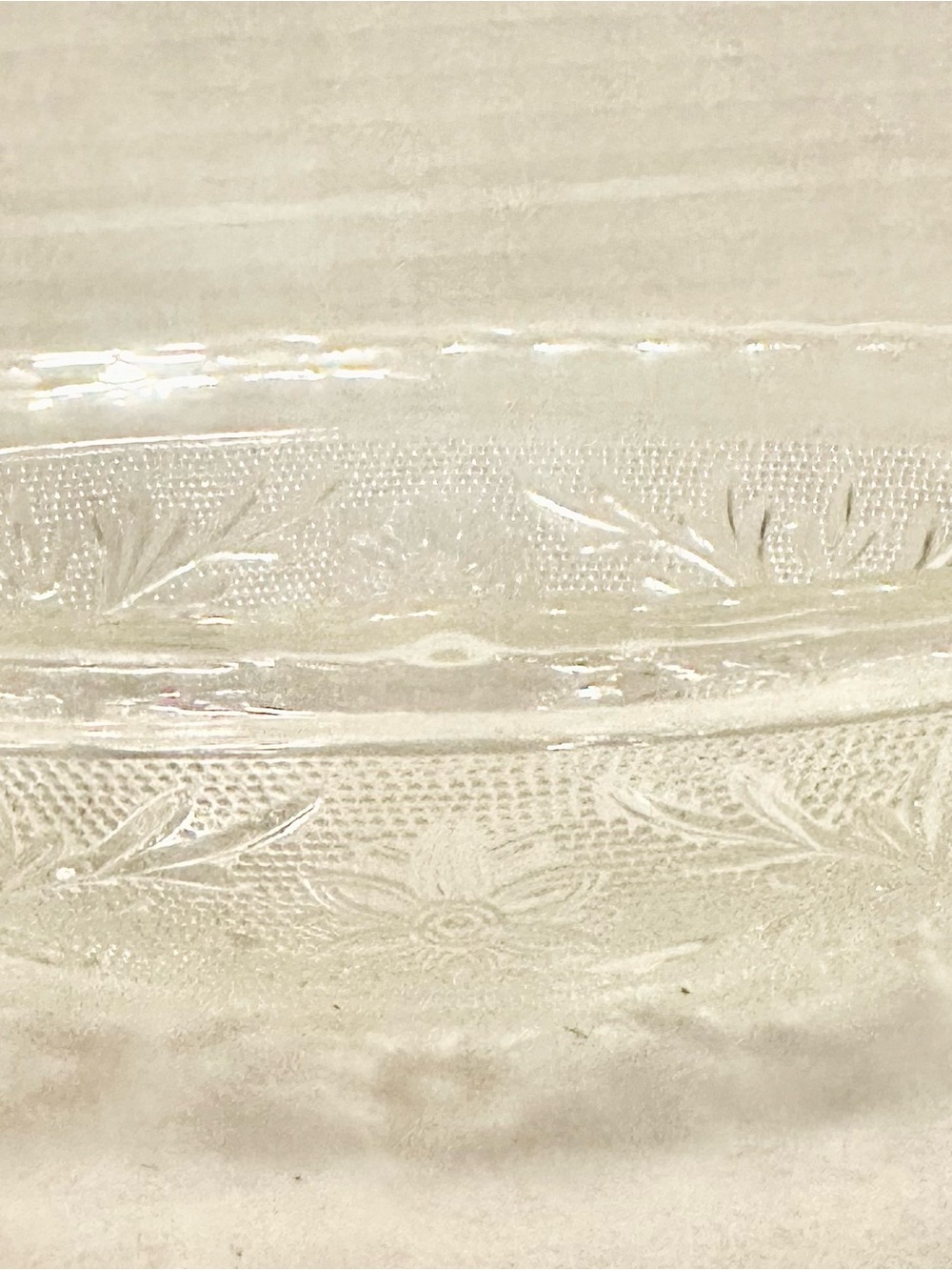 Elegant Clear Glass Decorative Bowl with Floral Etching